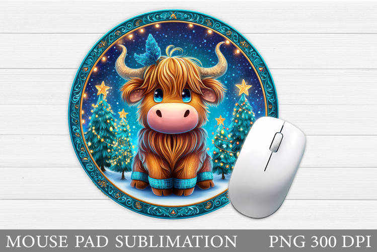 Christmas Cow Mouse Pad. Christmas Mouse Pad Sublimation