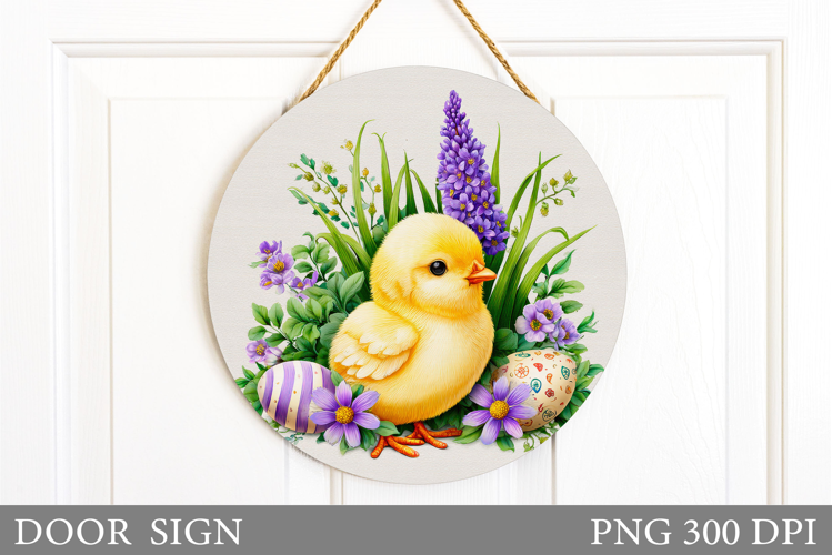 Easter Chick Door Sign Design. Easter Door Sign Sublimation
