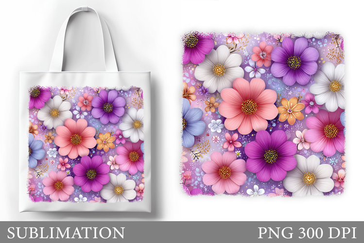 Flowers Tote Bag Design. Floral Tote Bag Sublimation