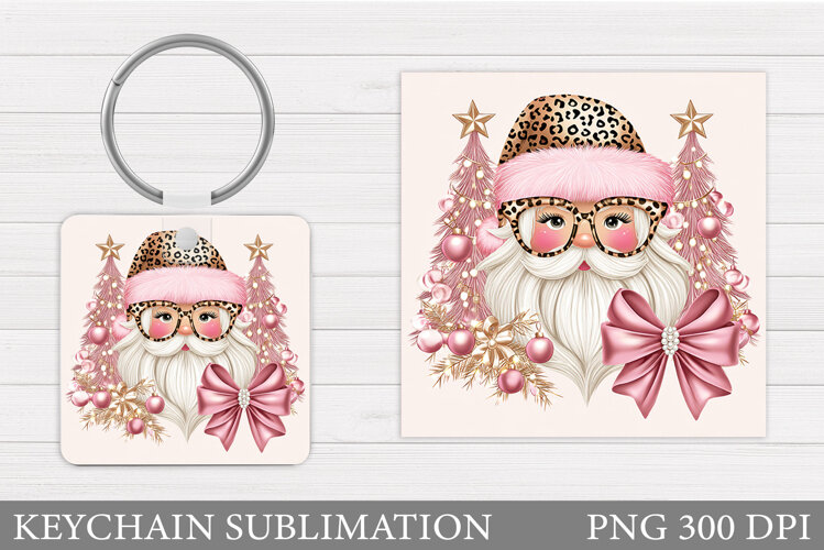 Cute Santa Claus Keychain. Christmas Keychain Sublimation example image 1