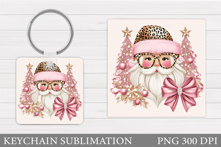 Cute Santa Claus Keychain. Christmas Keychain Sublimation