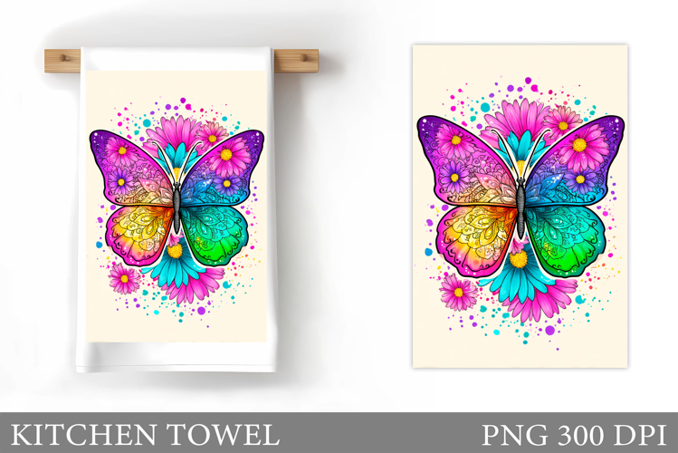 Butterfly Kitchen Towel Design. Butterfly Sublimation
