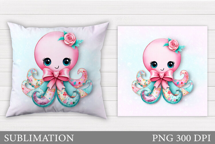 Cute Octopus Sublimation. Octopus Pillow Design example image 1