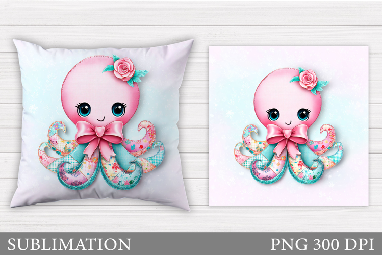 Cute Octopus Sublimation. Octopus Pillow Design