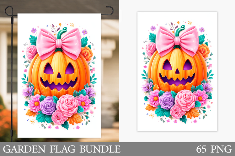 Pumpkin Garden Flag Sublimation. Halloween Garden Flag