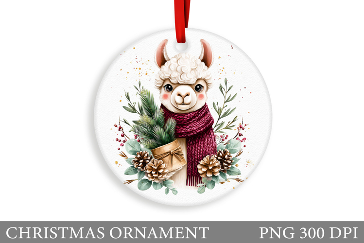 Cute Lama Christmas Ornament. Christmas Ornament Design