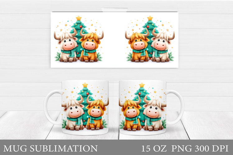 Christmas Cow Mug Design. Christmas Mug Sublimation