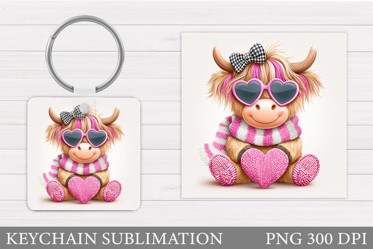Valentines Cow Keychain. Valentine Keychain Design example image 1