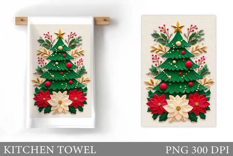 Christmas Tree Kitchen Towel. Christmas Kitchen Towel Design