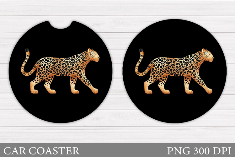 Leopard Car Coaster Design. Leopard Sublimation