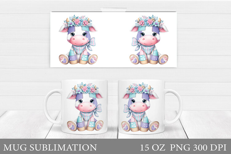 Patchwork Cow Mug Wrap Design. Cow Mug Sublimation example image 1