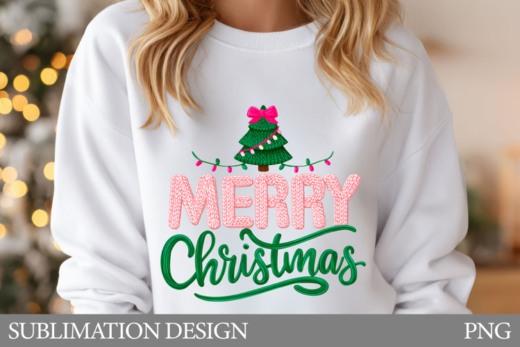 Crochet Merry Christmas T-Shirt. Christmas Sublimation