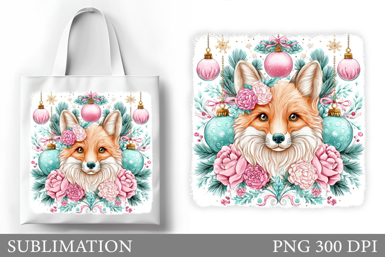 Christmas Fox Tote Bag. Christmas Tote Bag Sublimation