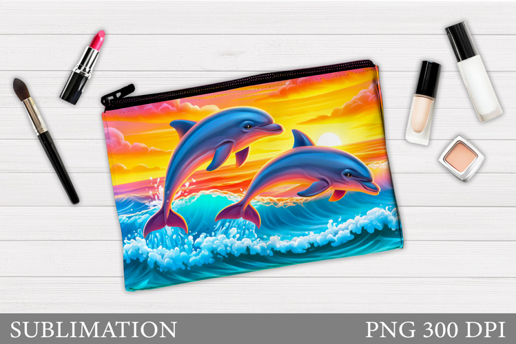 Dolphin Makeup Bag Sublimation. Dolphin Cosmetics Bag Design example image 1