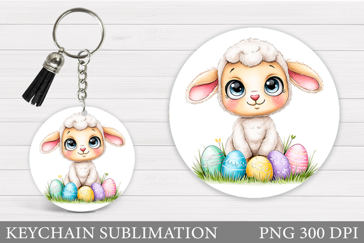 Easter Lamb Keychain Sublimation. Easter Keychain Design