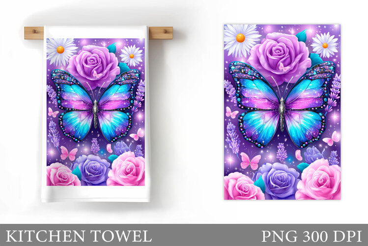 Butterfly Kitchen Towel Design. Butterfly Sublimation example image 1