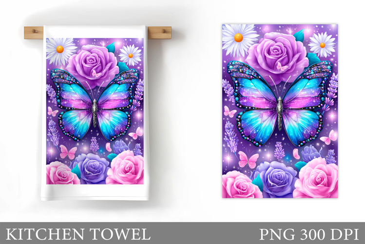 Butterfly Kitchen Towel Design. Butterfly Sublimation