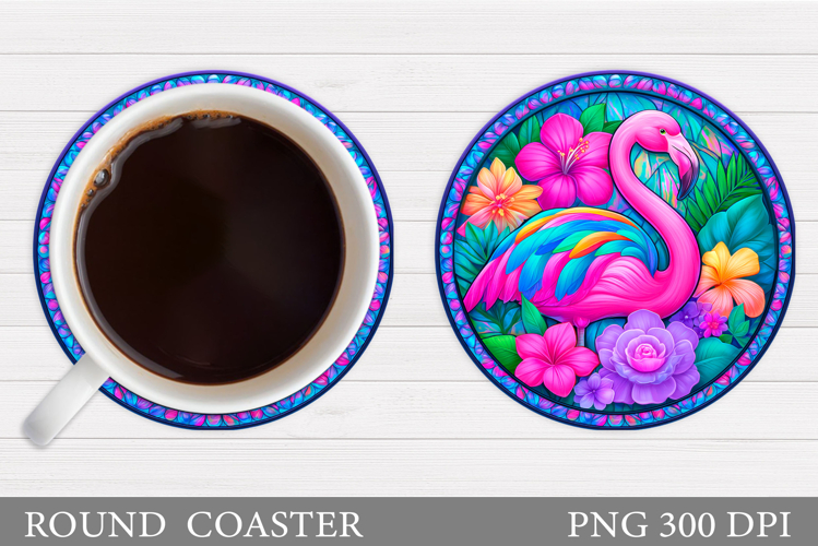 Flamingo Coaster Design. Summer Coaster Sublimation