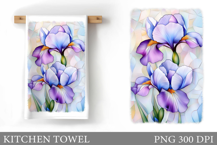 Irises Kitchen Towel. Flowers Kitchen Towel Design