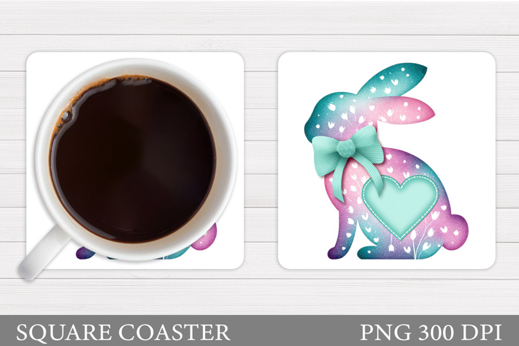 Cute Bunny Coaster Design. Spring Bunny Coaster Sublimation