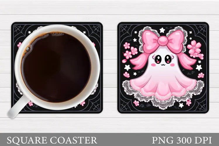 Cute Ghost Coaster Design. Halloween Coaster Sublimation