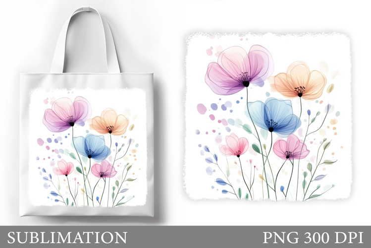 Wildflowers Tote Bag Sublimation. Flowers Sublimation