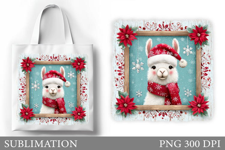 Christmas Lama Tote Bag. Christmas Tote Bag Sublimation