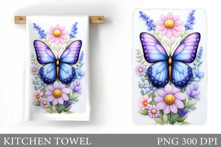Butterfly Kitchen Towel Design. Butterfly Sublimation