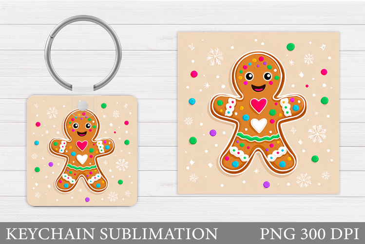 Cute Gingerbread Keychain. Christmas Keychain Sublimation