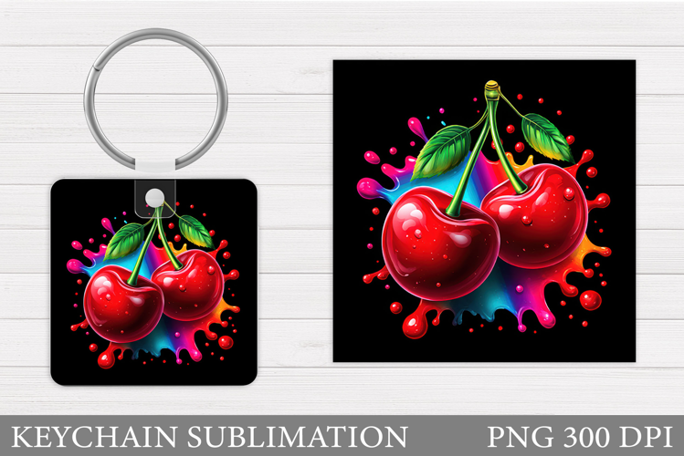 Cherry Keychain Design. Cherries Keychain Sublimation