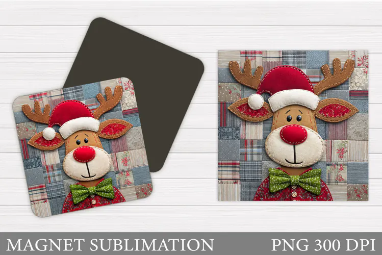 Christmas Deer Magnet Design. Christmas Magnet Sublimation