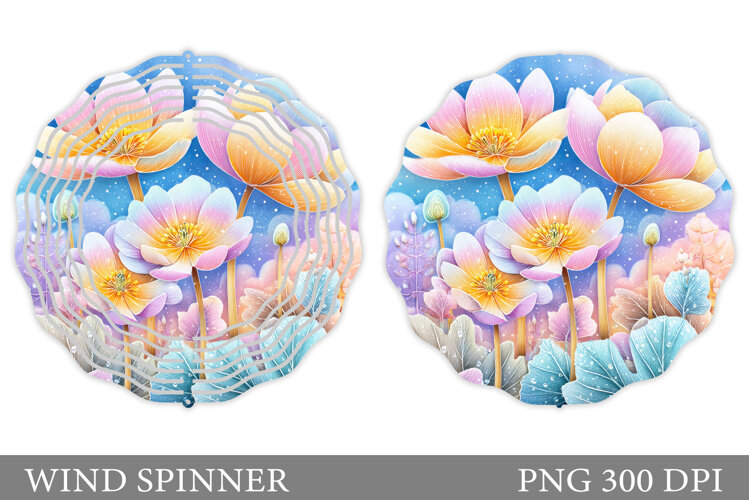 Floral Wind Spinner Sublimation. Flowers Wind Spinner Design example image 1