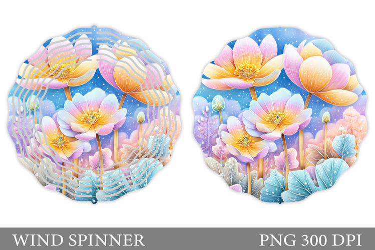 Floral Wind Spinner Sublimation. Flowers Wind Spinner Design