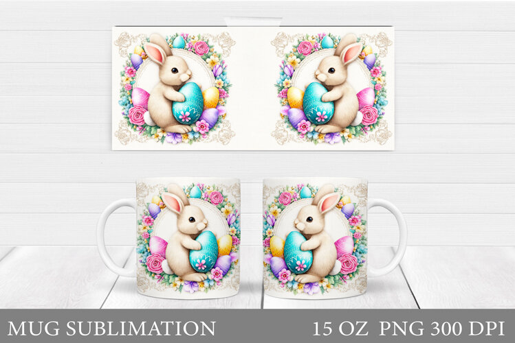 Easter Bunny Mug Design. Bunny Easter Mug Wrap Sublimation example image 1