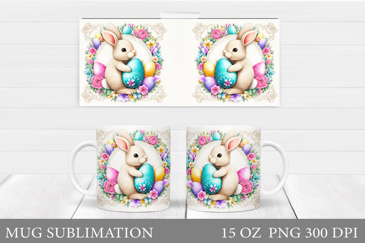 Easter Bunny Mug Design. Bunny Easter Mug Wrap Sublimation