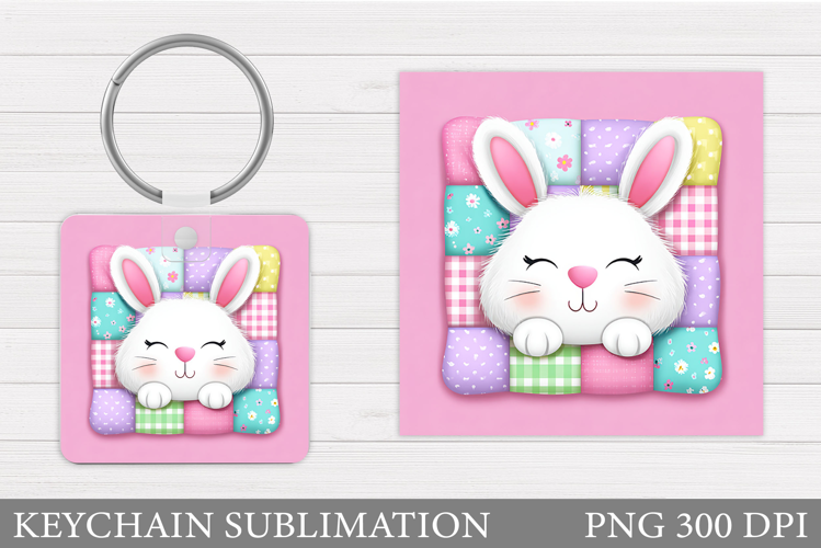 Cute Bunny Keychain. Spring Bunny Keychain Sublimation