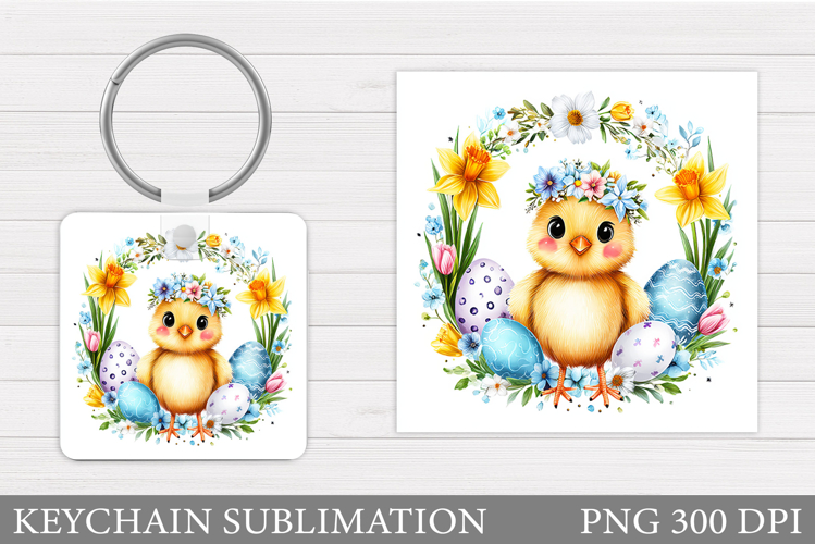 Easter Chick Keychain Sublimation. Easter Keychain Design