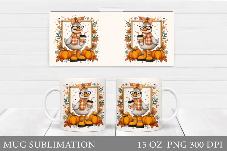Fall Duck Mug Design. Fall Mug Sublimation