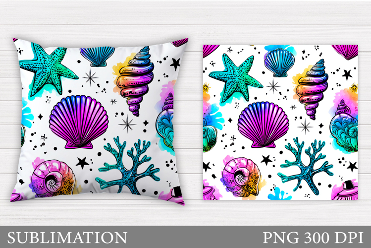 Seashell Pillow Design. Starfish Pillow Sublimation