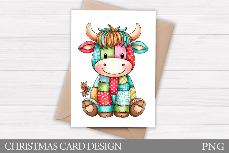 Christmas Cow Card Printable. Christmas Card Design