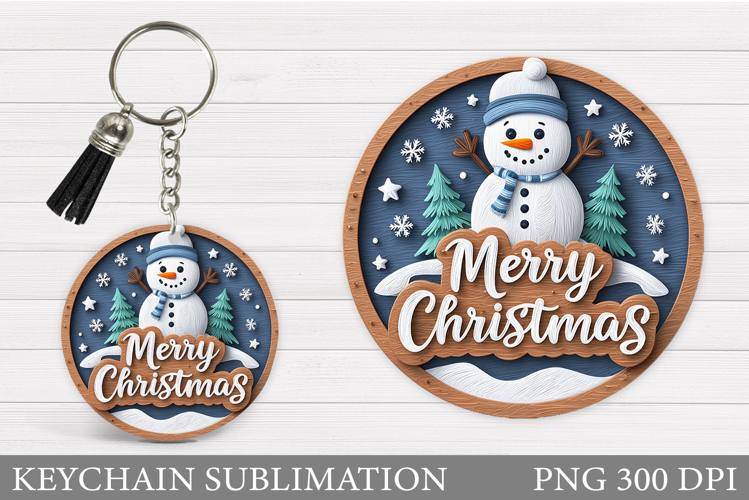Cute Snowman Keychain Design. Christmas Keychain Sublimation