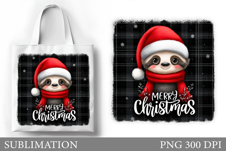 Christmas Sloth Tote Bag. Christmas Tote Bag Sublimation example image 1