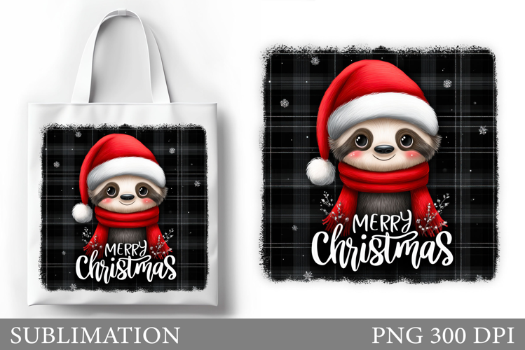 Christmas Sloth Tote Bag. Christmas Tote Bag Sublimation
