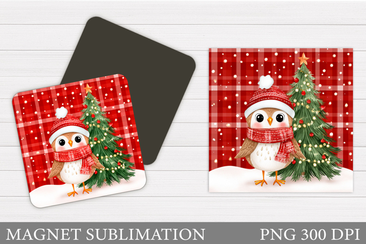 Christmas Owl Magnet Design. Christmas Magnet Sublimation