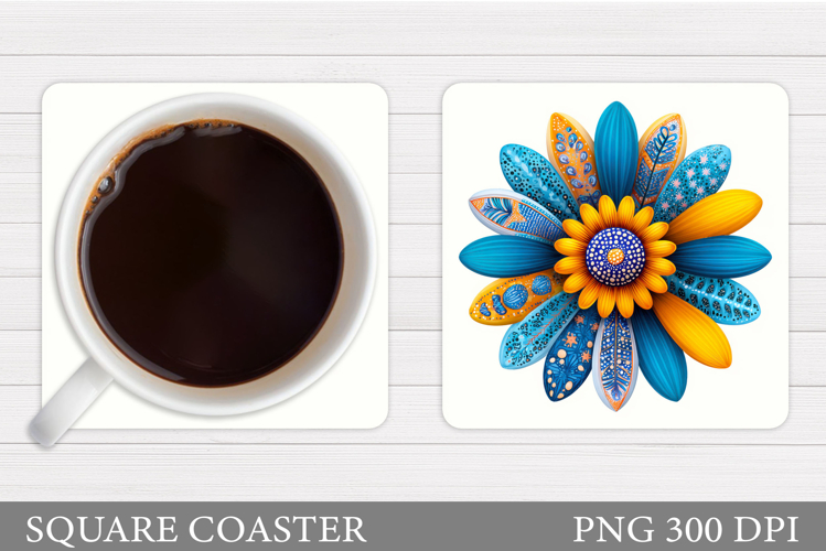 Flower Coaster Design. Floral Coaster Sublimation