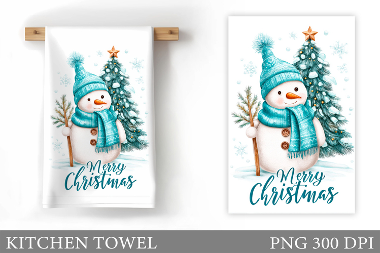 Snowman Kitchen Towel Design. Christmas Kitchen Towel