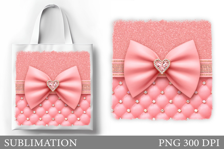 Pink Bow Tote Bag Design. Pink Bow Sublimation