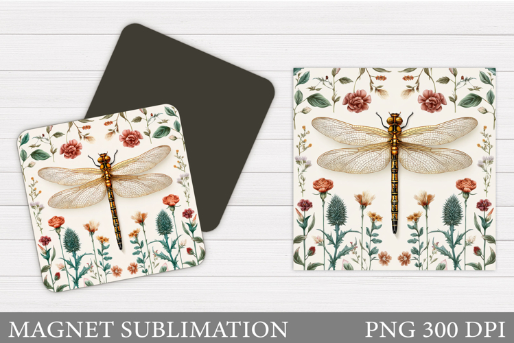 Dragonfly Magnet Design. Flowers Magnet Sublimation