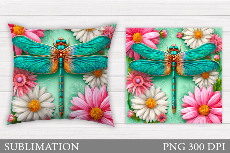 Dragonfly Pillow Design. Dragonfly Sublimation example image 1