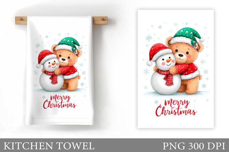 Christmas Bear Kitchen Towel. Christmas Kitchen Towel Design